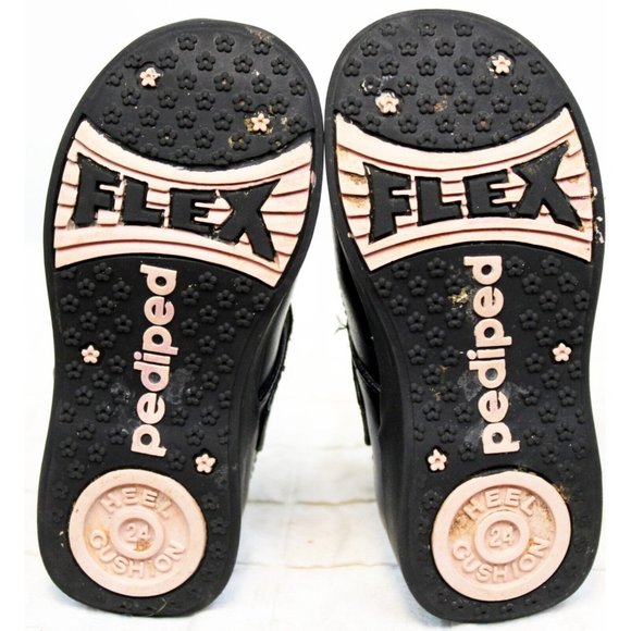 PediPed Black Mary Jane Shoes Toddler Girl sz 7.5 8 Bow Dress Flex Cushion Heel - Picture 8 of 12